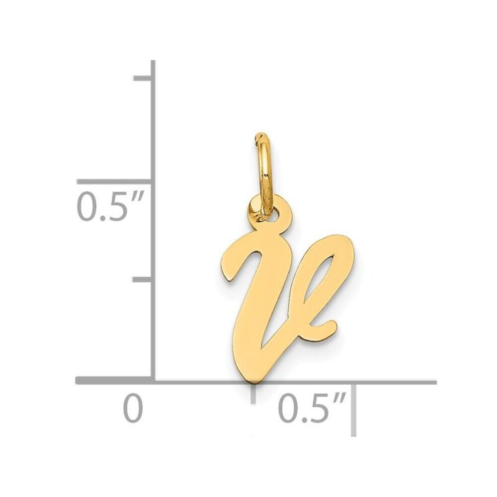 Kazi Luxury 14k Yellow Gold Small Script Letter V… - image 4